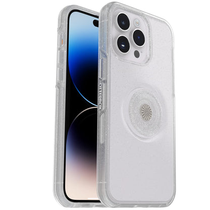 Otterbox Estuche Transparente Otter + Pop Symmetry Series - Stardust Pop (), Popgrip Integrado, Delgado, Apto para Bolsillo, Bordes Elevados Protegen La Cámara Y La Pantalla Transparente/Purpurina