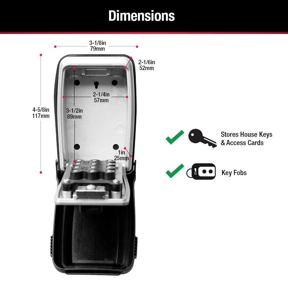 Master Lock Caja de seguridad, establece tu propio botón de combinación, Montura para pared, 3-1/8" W, Negro