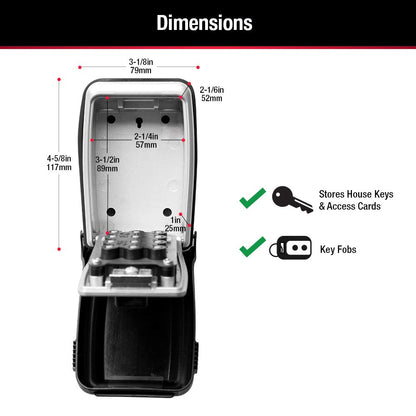 Master Lock Caja de seguridad, establece tu propio botón de combinación, Montura para pared, 3-1/8" W, Negro