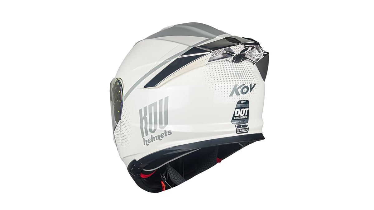 KOV Casco Thunder Waves Blanco ABATIBLE para Moto Certificado Dot