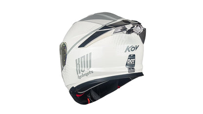 KOV Casco Thunder Waves Blanco ABATIBLE para Moto Certificado Dot