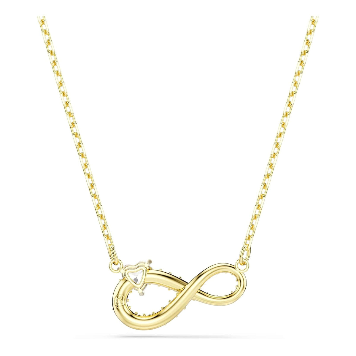 Collar Swarovski Hyperbola, corte corazón, pavé, infinito, blanco, baño en tono oro