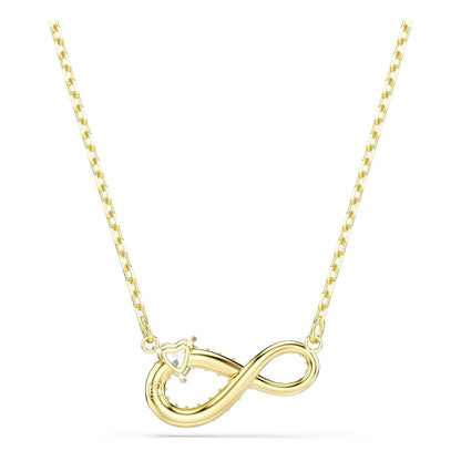 Collar Swarovski Hyperbola, corte corazón, pavé, infinito, blanco, baño en tono oro