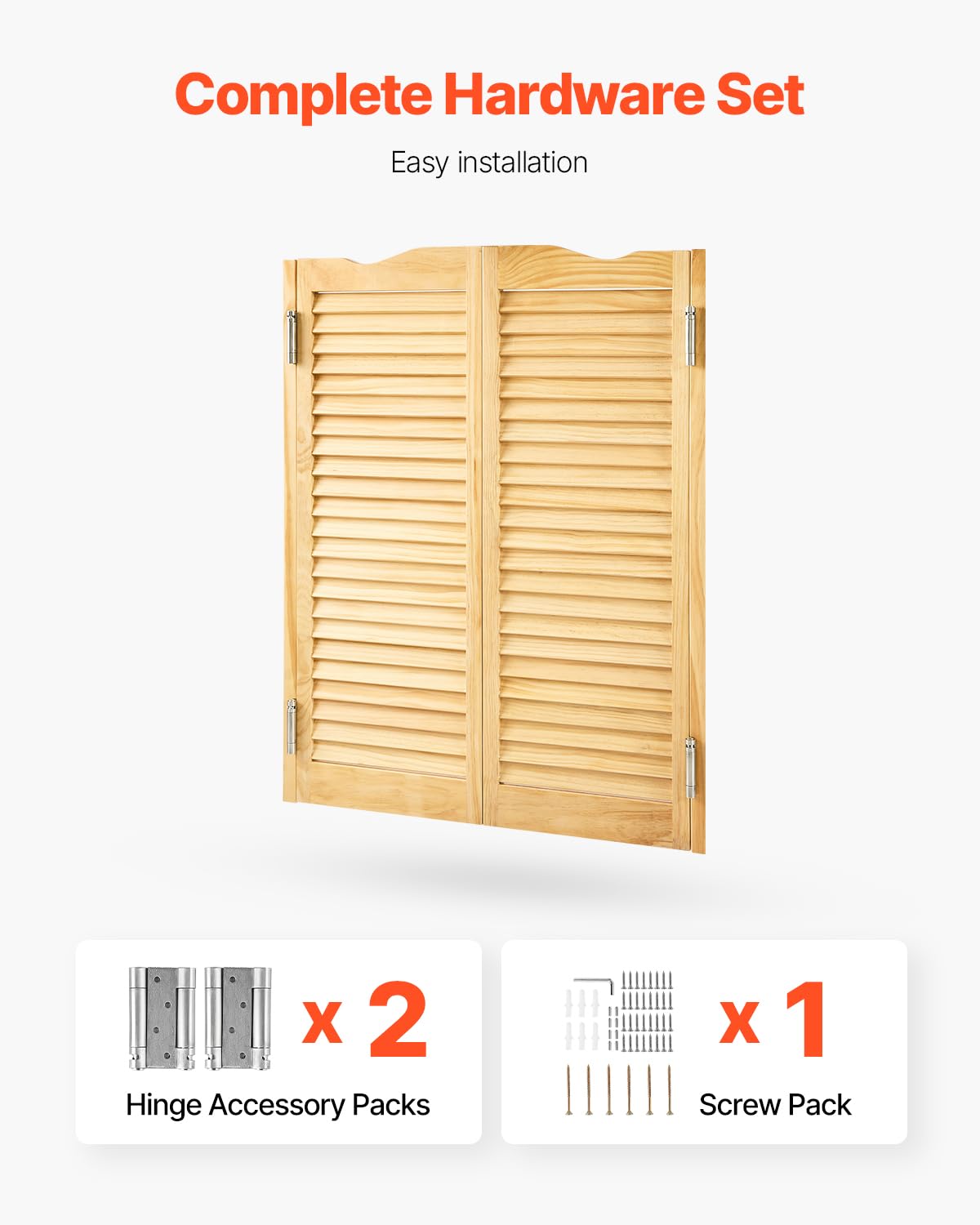 VEVOR - Puertas dobles de salón, 36 pulgadas de ancho x 42 pulgadas de alto, puertas de café con arco superior interior, madera de pino premium, con bisagras y kit de hardware, fácil de instalar, para