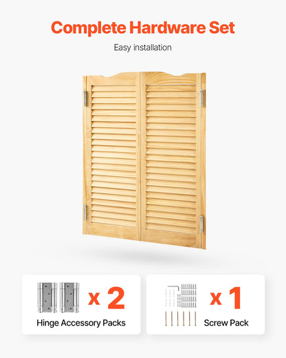 VEVOR - Puertas dobles de salón, 36 pulgadas de ancho x 42 pulgadas de alto, puertas de café con arco superior interior, madera de pino premium, con bisagras y kit de hardware, fácil de instalar, para