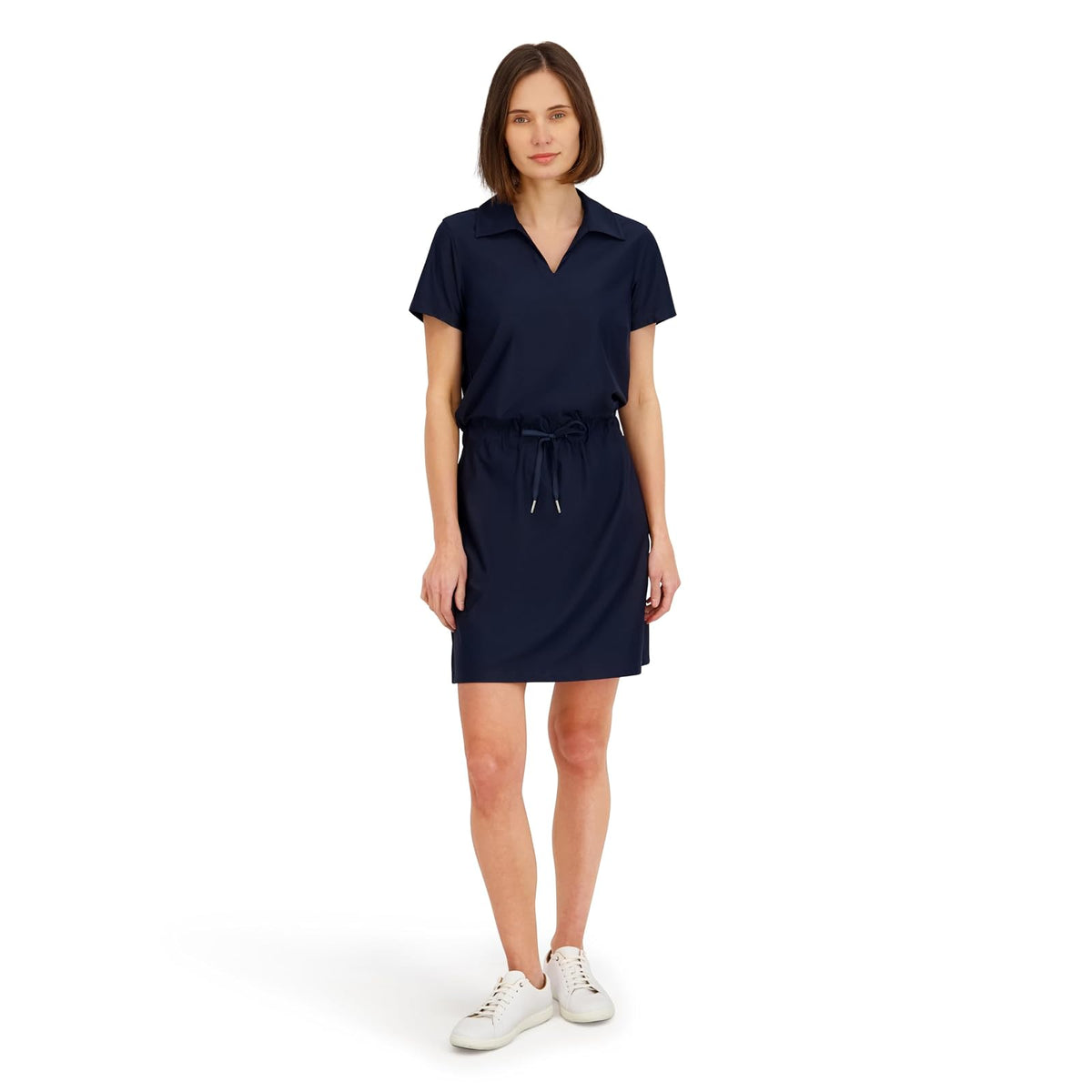 Spyder Collared Stretch Short Sleeve Knit Dress Vestido Mujer