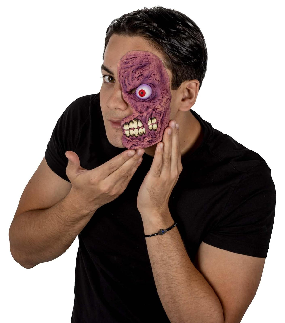 Ghoulish Productions Aplicación Half Mask Purple Zombie, Aplicación de látex Zombie, Ideal para usar en Maquillajes de Halloween y Caracterización
