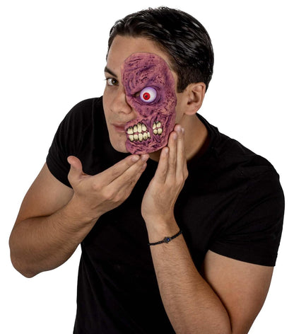 Ghoulish Productions Aplicación Half Mask Purple Zombie, Aplicación de látex Zombie, Ideal para usar en Maquillajes de Halloween y Caracterización