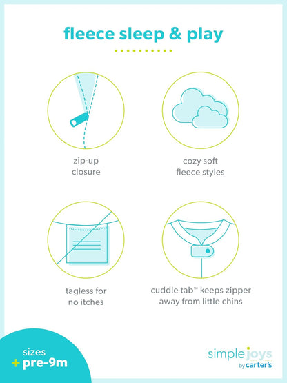Simple Joys by Carter's Paquete de 2 Mamelucos de Forro Polar para Dormir y Jugar Dormir para bebés y niños pequeños para Bebé-Niñas