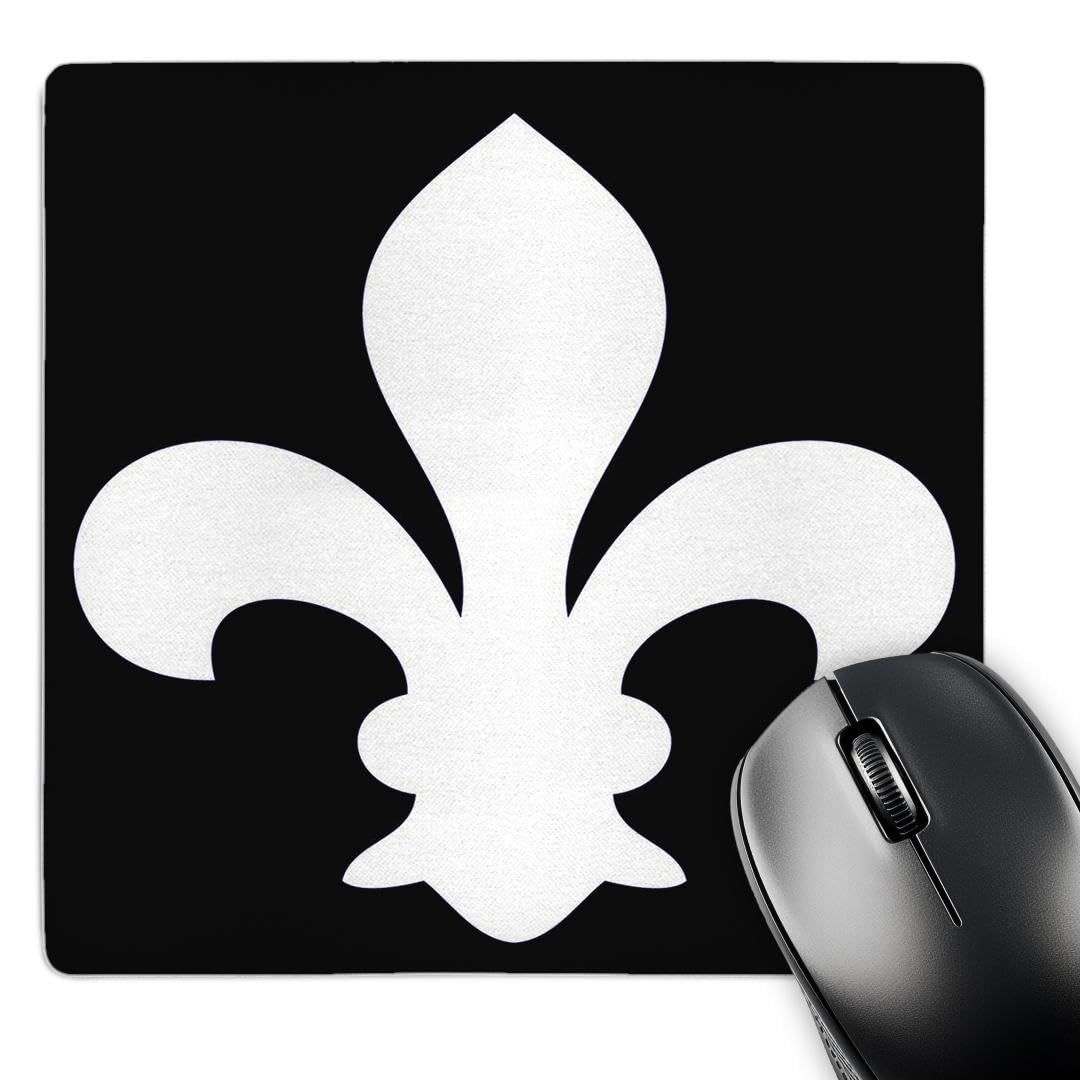 3dRose 8 x 8 x 0.25 Inches Mouse Pad, Fleur De Lis White on Black (mp_35248_1)