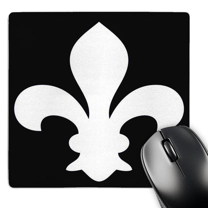 3dRose 8 x 8 x 0.25 Inches Mouse Pad, Fleur De Lis White on Black (mp_35248_1)