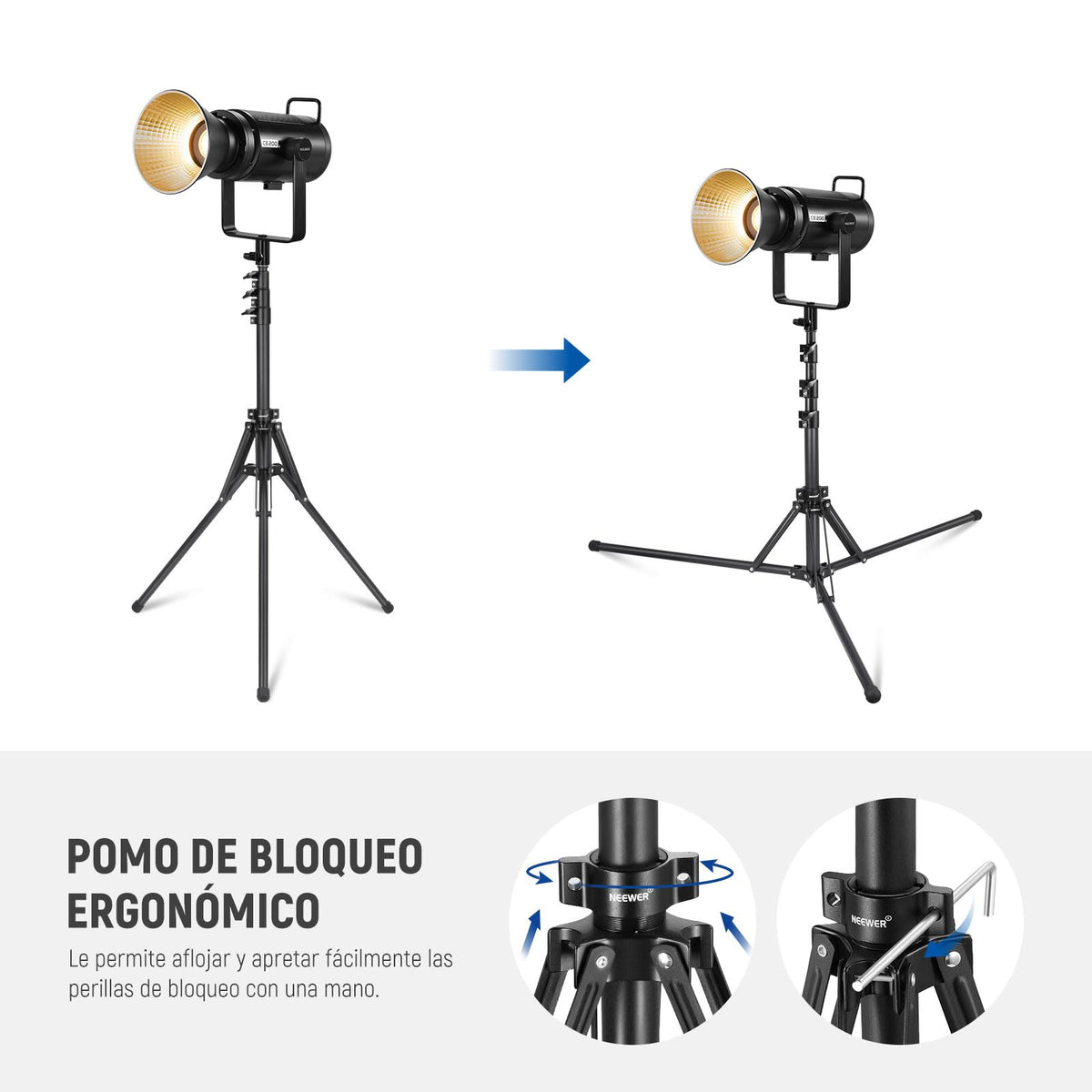 NEEWER Soporte de Luz con 180° Patas Reversibles, 178cm Trípode de Viaje Plegable para Luces de Anillo Luces de Fotografía con Tornillo de 1/4" 3/8", Bolsa para Softbox Estroboscópico Speedlite, ST70R