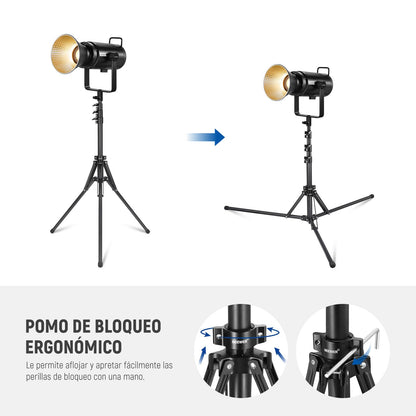 NEEWER Soporte de Luz con 180° Patas Reversibles, 178cm Trípode de Viaje Plegable para Luces de Anillo Luces de Fotografía con Tornillo de 1/4" 3/8", Bolsa para Softbox Estroboscópico Speedlite, ST70R
