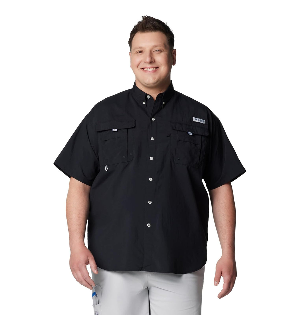 Columbia PFG Bahama II Camisa de Pesca Manga Corta para Hombre con UPF 30 - 3X - Negro -