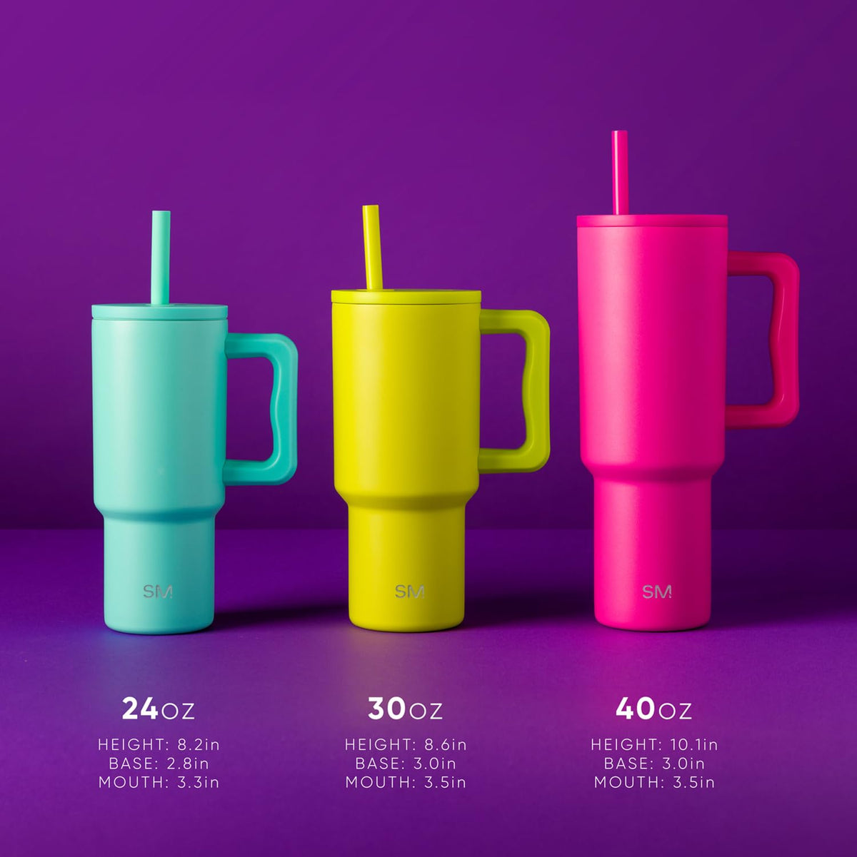 Simple Modern Vaso para Niños con Asa y Tapa con Popote de Silicona | A Prueba de Derrames y Resistente a Fugas | Botella de Acero Inoxidable Reutilizable | Trek Colección| 710ml | Ocean Water