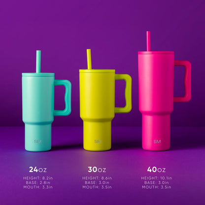 Simple Modern Vaso para Niños con Asa y Tapa con Popote de Silicona | A Prueba de Derrames y Resistente a Fugas | Botella de Acero Inoxidable Reutilizable | Trek Colección| 710ml | Ocean Water