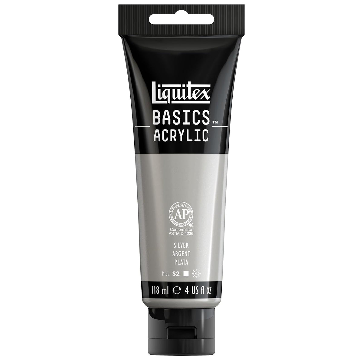 Liquitex Basics Pintura Acrílica, Tubo de 4 oz - Plata (Iridescent Bright Silver 236) - Tubo de 4 oz