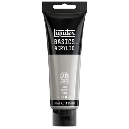 Liquitex Basics Pintura Acrílica, Tubo de 4 oz - Plata (Iridescent Bright Silver 236) - Tubo de 4 oz