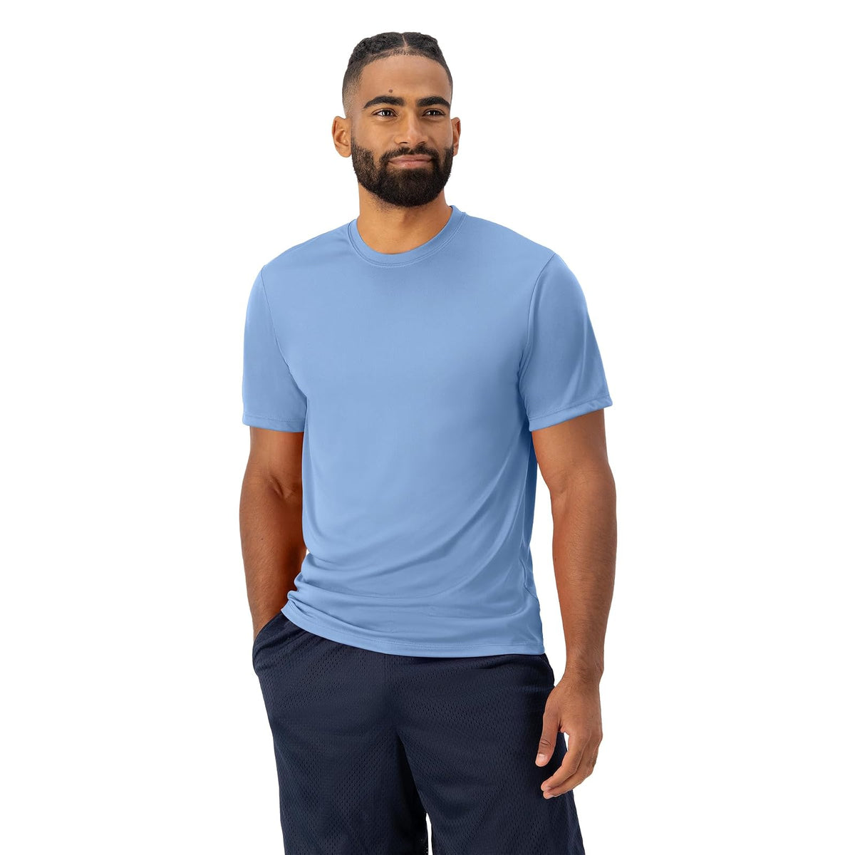 Hanes Playera Deportiva para Hombre con Tecnología Cool-Dri, Manga Corta Transpirable para Entrenamiento o Running, Color - XL - Azul