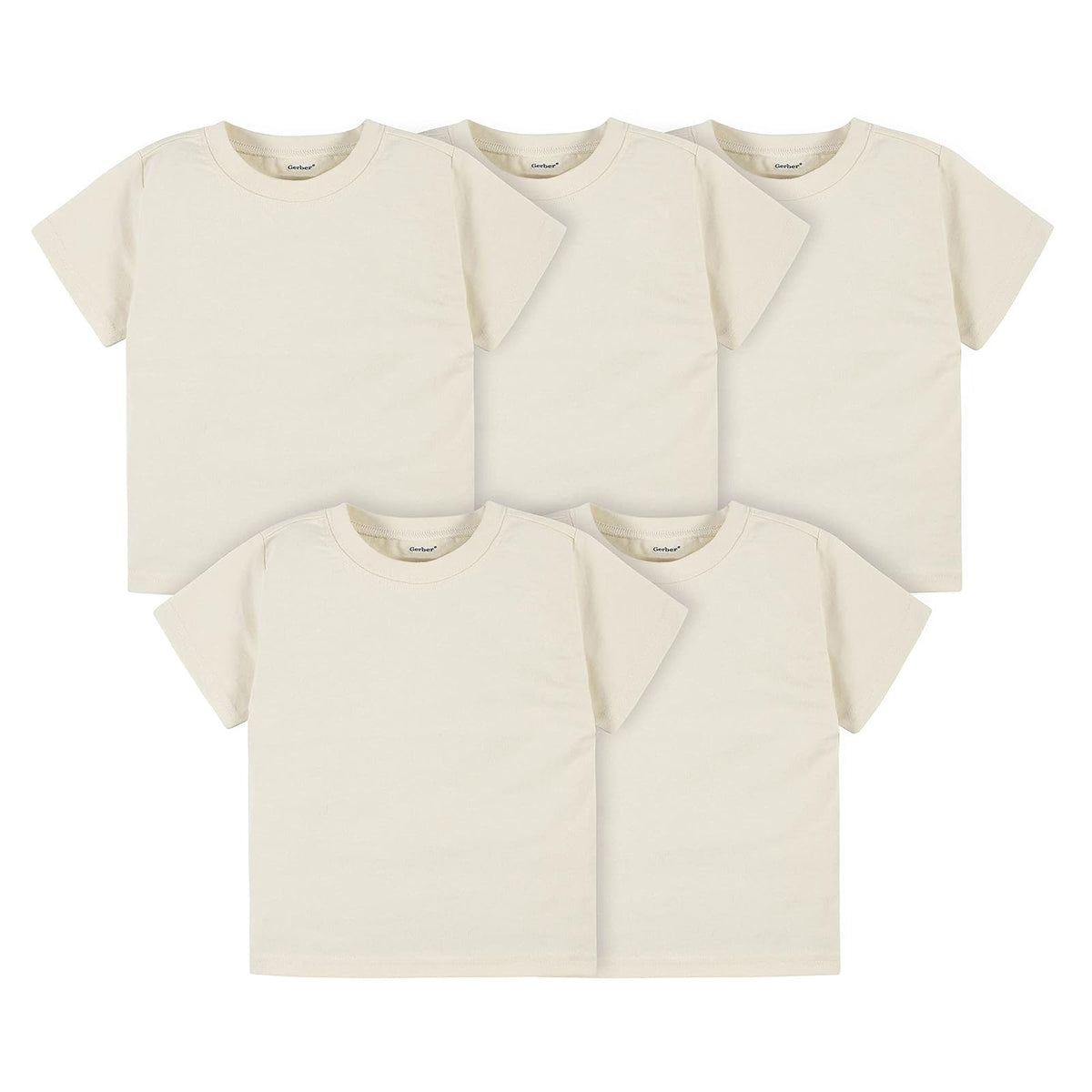 Gerber Paquete de 5 Camisetas de Manga Corta para Niño, Unisex - Natural - 3T