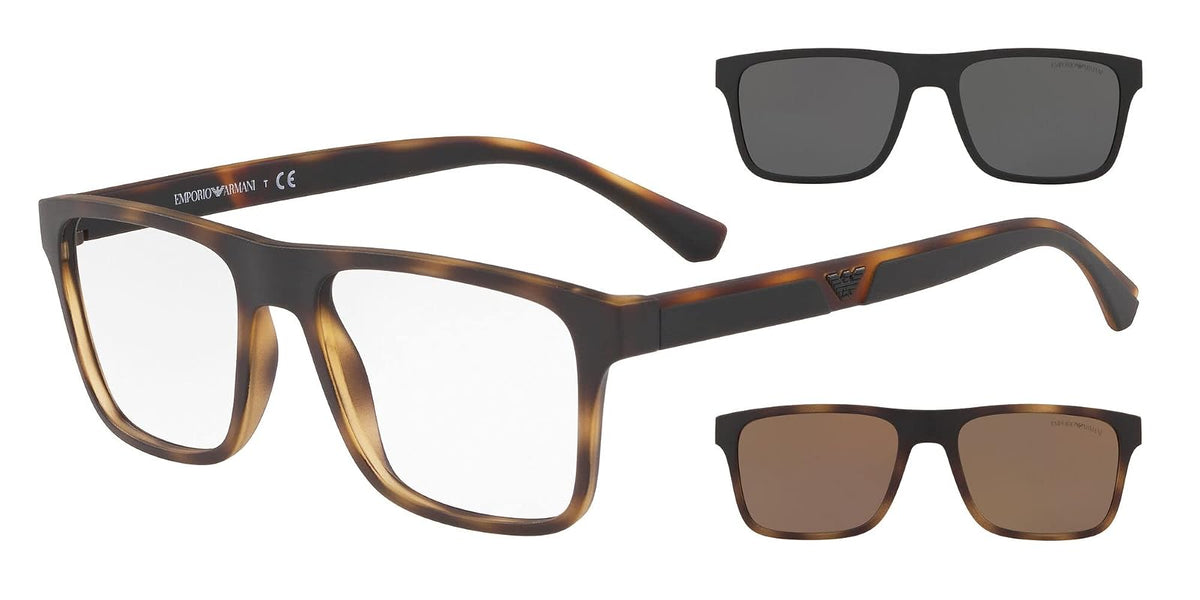 Emporio Armani Ea4115 - Marcos para anteojos graduadas para hombre con dos clips intercambiables rectangulares