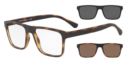 Emporio Armani Ea4115 - Marcos para anteojos graduadas para hombre con dos clips intercambiables rectangulares