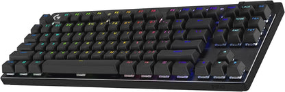 Logitech G Pro X TKL Lightspeed, Teclado inalámbrico para Juegos, ultraportable, sin sección numérica, RGB LIGHTSYNC, Teclas de PBT, interruptores con Click perceptible (GX Blue) - Negro