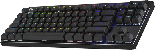 Logitech G Pro X TKL Lightspeed, Teclado inalámbrico para Juegos, ultraportable, sin sección numérica, RGB LIGHTSYNC, Teclas de PBT, interruptores con Click perceptible (GX Blue) - Negro
