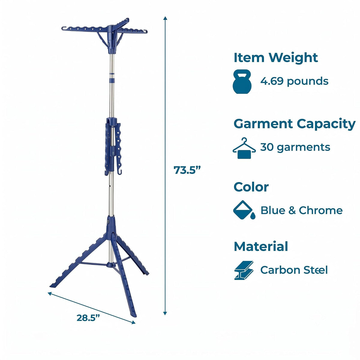 Honey-Can-Do Trípode Plegable de 2 Niveles DRY-09220 Cromado