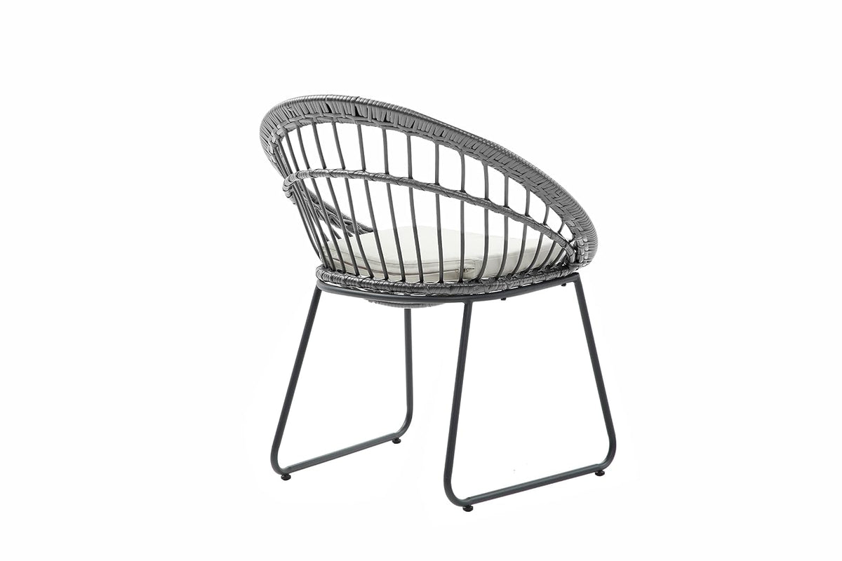 Alterego Silla de Exterior Paros, Ratán sintético con armazon de Acero, Color Gris