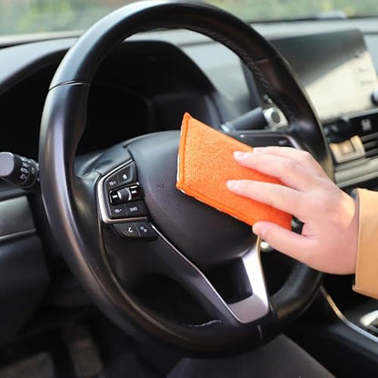SPTA - Esponja de Limpieza Interior de Automóvil, 8 Unidades, aplicador de Cera de Microfibra para Automóvil, Barco, Madera, mármol y Motocicleta, 6 x 3.3 x 0.8 Pulgadas, Naranja