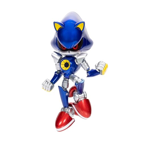 JAKKS Pacific Sonic The Hedgehog Modern Metal Sonic Figura de Colección del 35 Aniversario, 6 Pulgadas, Articulada con Accesorios, Multicolor