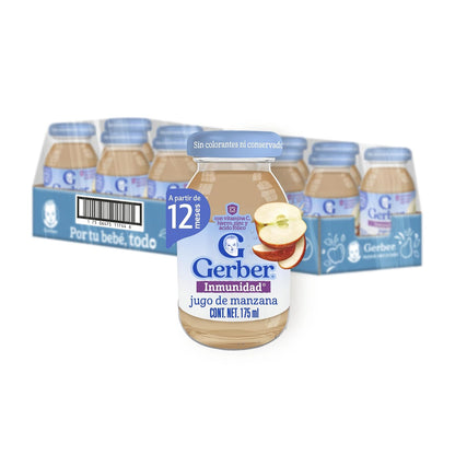Gerber Plus Bebidas Etapa 4, Manzana, Paquete con 12 Frascos de 175 ml c/u