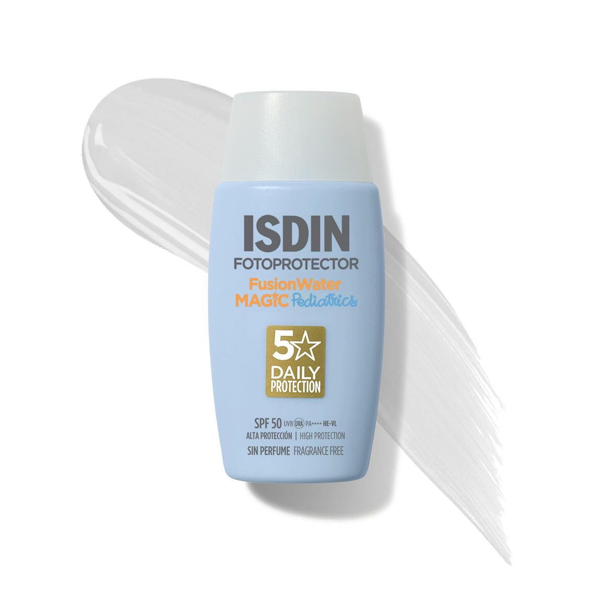 ISDIN fotoprotector fusion water pediatrics spf 50, protector solar facial para ninos, textura ultraligera, no irrita los ojos, 50ml
