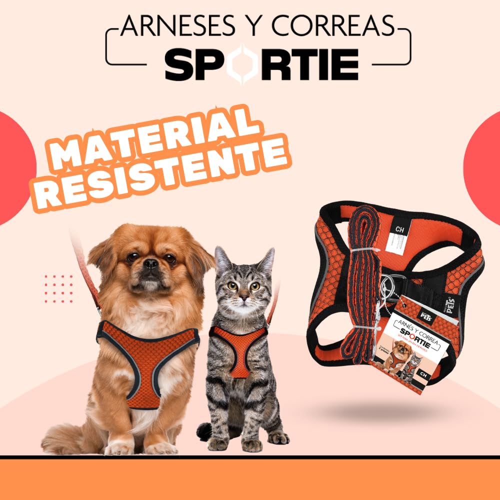 Fancy Pets Set con Arnés Y Correa Sportie para Perro Tamaño Chico Color Naranja