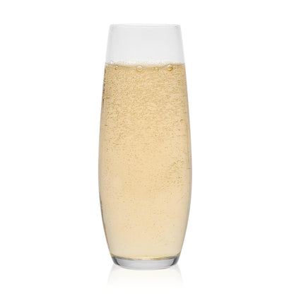 Libbey Juego de 6 Copas Flauta de Vidrio Stemless de 283 ml