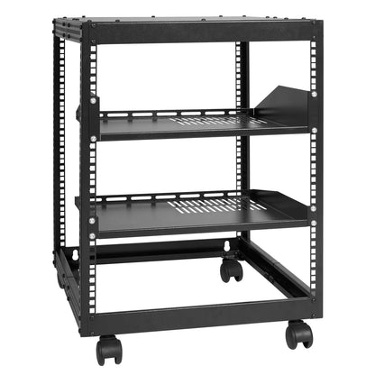 VEVOR Bastidor de Servidor de Marco Abierto de 12 U de Profundidad Ajustable de 584,2 a 1016 mm, Bastidor de Servidor de Red con Ruedas de 360° y 4 Postes para Equipos de Red, Equipos AV, Enrutador