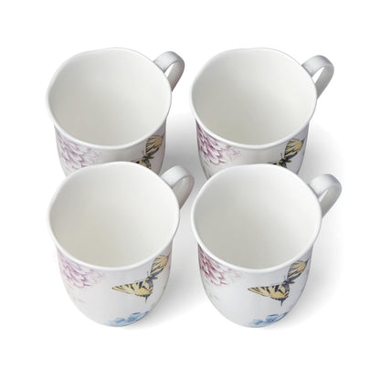 Lenox Butterfly Meadow Hydrangea Juego de tazas de 4 piezas, 2.55 LB, Multi