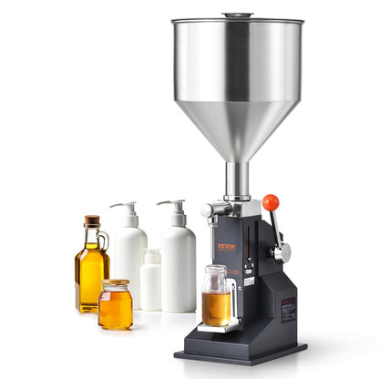 VEVOR Máquina de llenado de líquidos de pasta manual, máquina de llenado de botellas ajustable de 5 a 100 ml, relleno líquido de acero inoxidable con tolva de 11,5 L para leche y agua, jugo de aceite