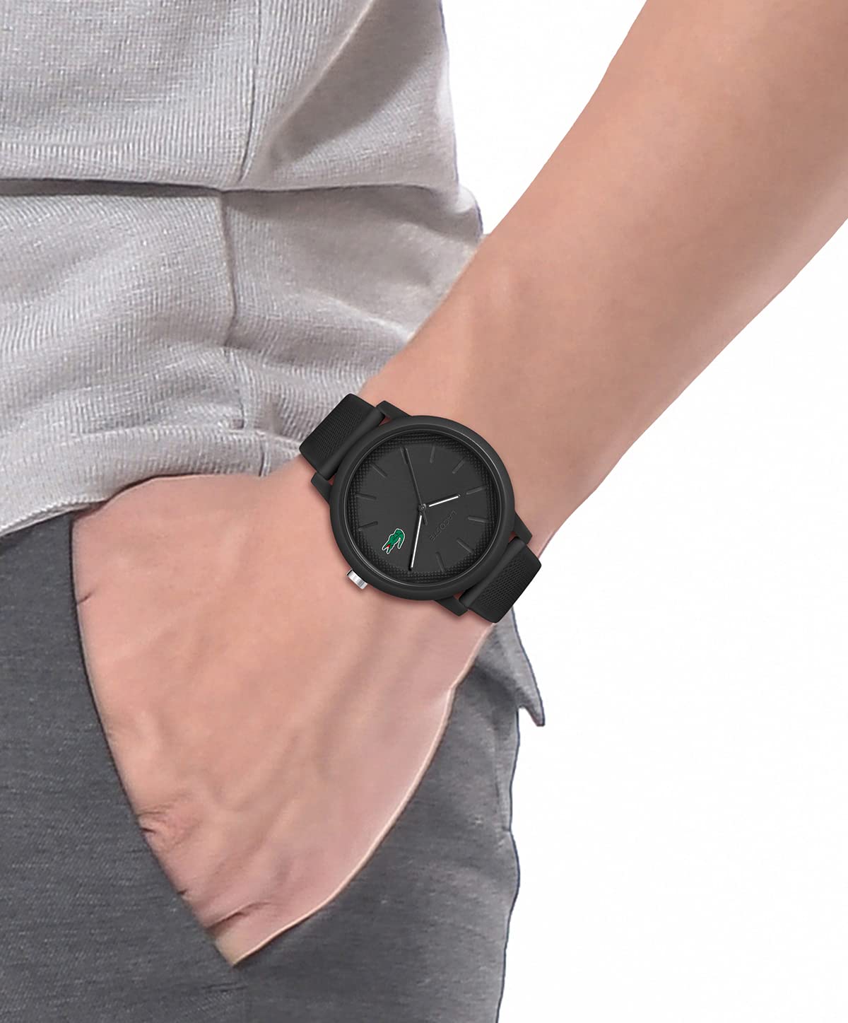 Lacoste 12.12 Reloj de cuarzo para hombre, TR90 Case Quartz - Reloj deportivo de alta calidad, Negro -, 42 mm, Goma