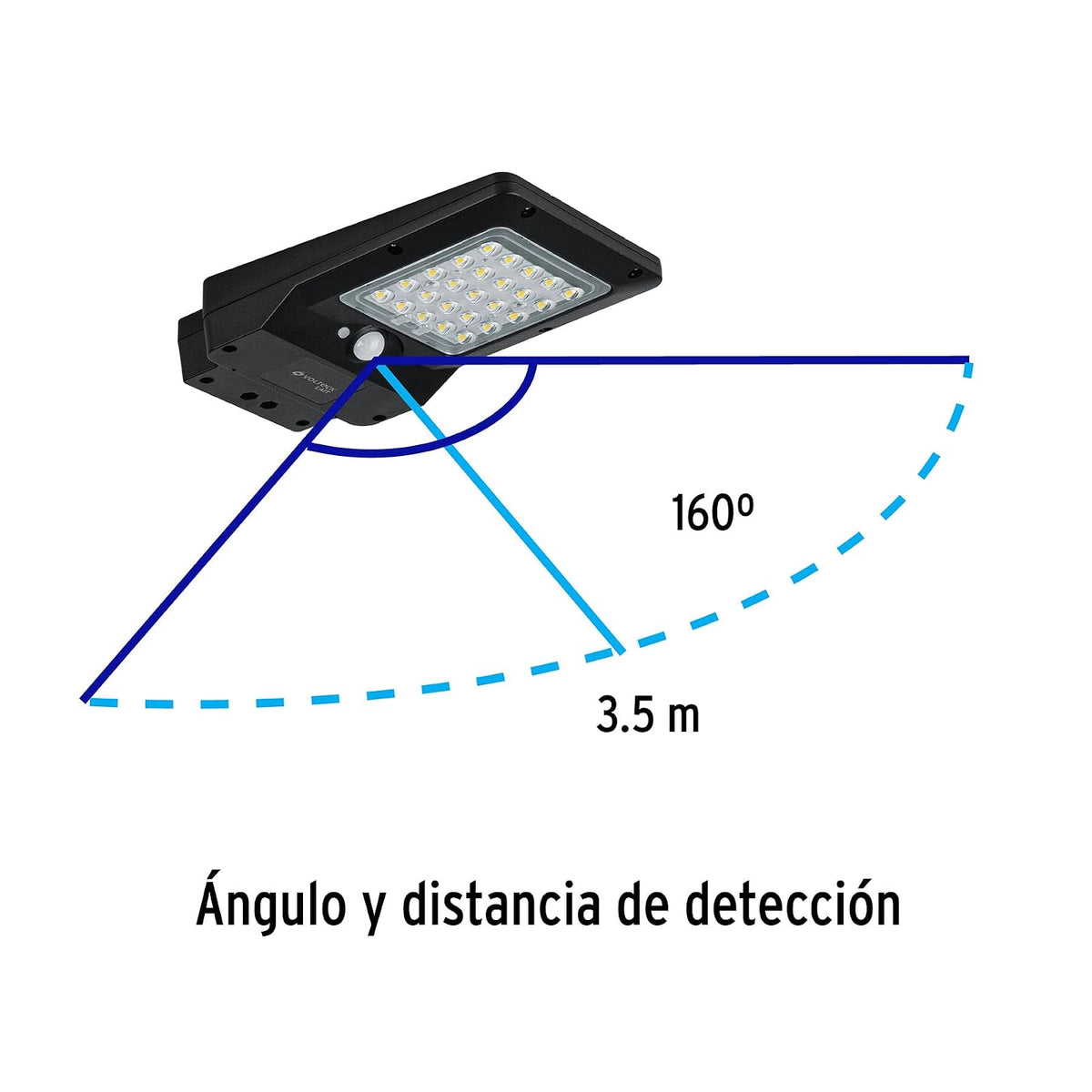 Volteck SUB-900L, Luminario suburbano LED 4 W con panel solar, luz blanca fría 6500K, IP 65, color negro