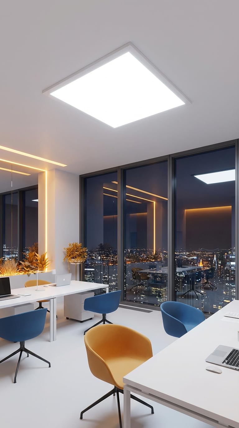 Igoto PL1040 Panel Plafon Lampara LED Empotrable 60x60 40W Luz Fría 6500K, Plafón LED Cuadrado para Techo 4000 lm Multivoltaje 100-277V Lámpara LED para Oficina Escuela y Comercio