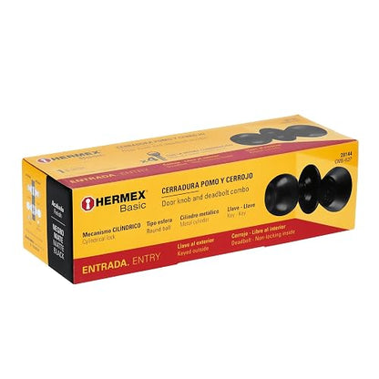 Hermex CMB-62P Combo cerraduras, llave-llave, Negro