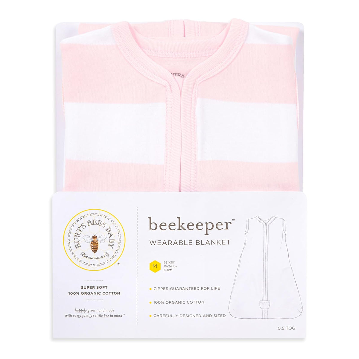 Burt's Bees - Manta portátil para bebé, algodón orgánico, apicultor unisex, peso ligero, 0,5 TOG o peso medio, 1,5 TOG