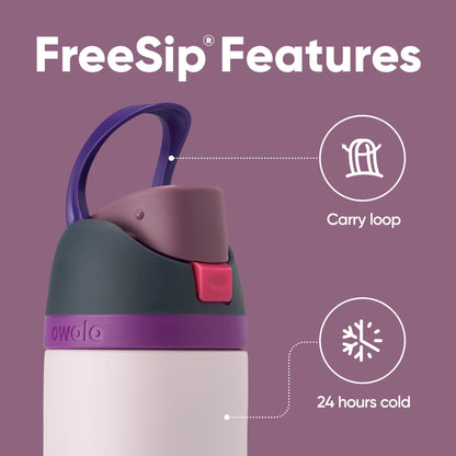 Owala FreeSip Insulated Stainless Steel Water Bottle with Straw for Sports and Travel, BPA-Free, 24oz, Dreamy Field