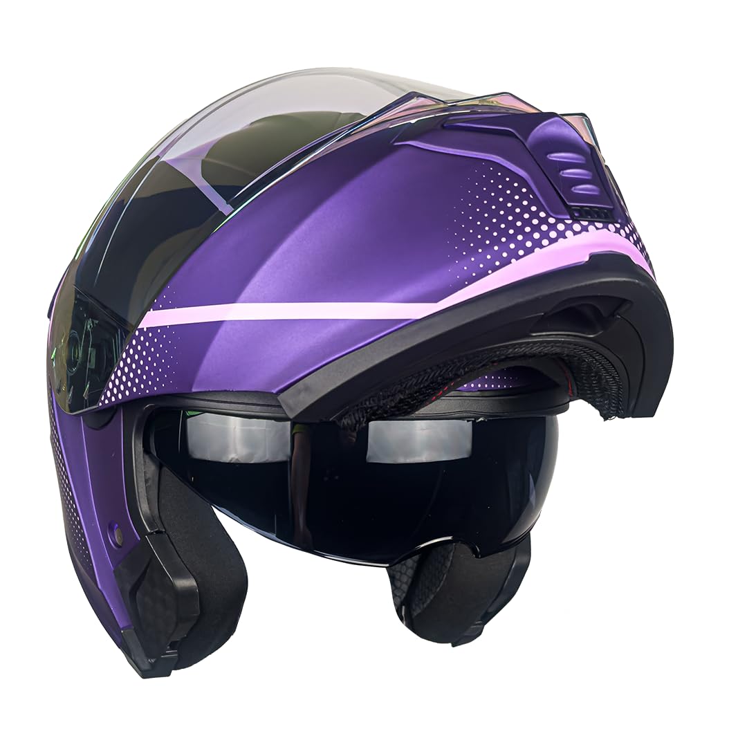 KOV Casco Waves Morado Thunder ABATIBLE para Moto Certificado Dot