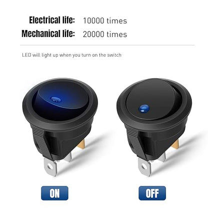 Nilight 90013L - Interruptor LED Redondo de 12 V para Automóvil, camión, Control de Encendido/Apagado, Color Azul, Verde, Amarillo y Rojo