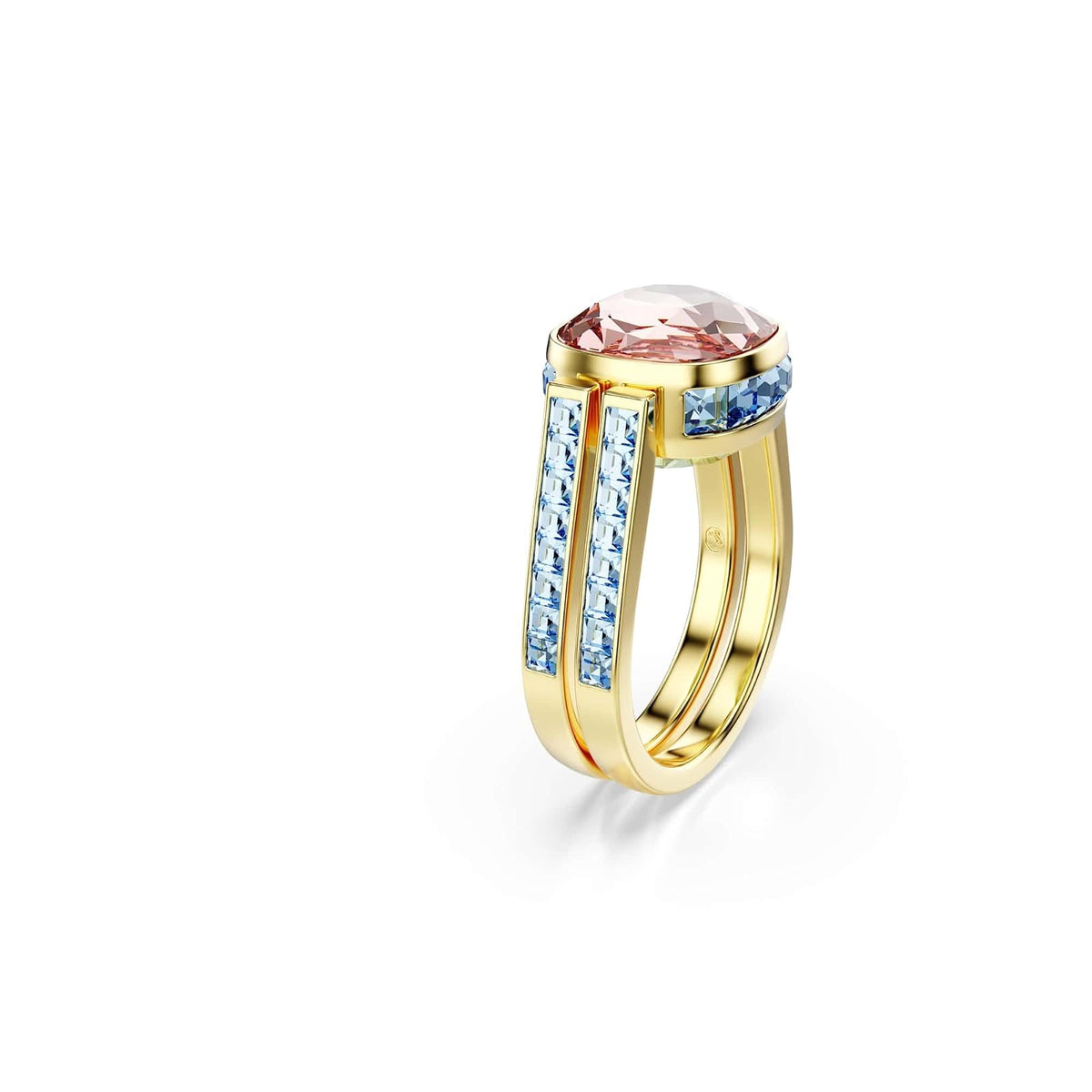 Swarovski Chroma Collection - Anillo con forma de cojín, multicolor, chapado en oro