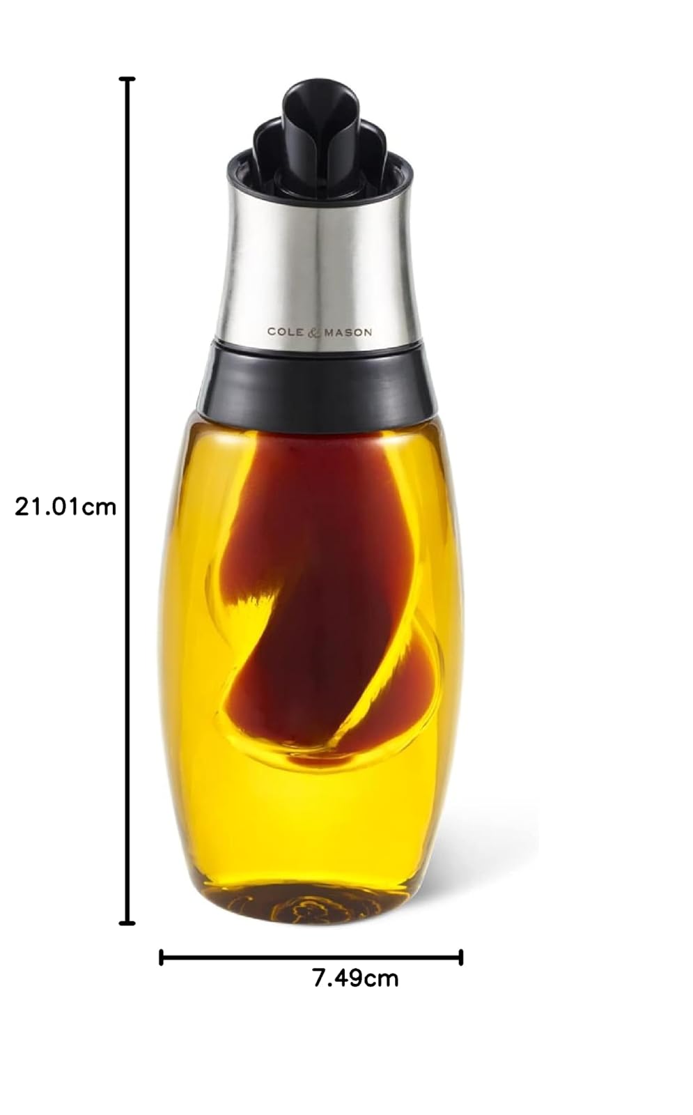 COLE & MASON | Aceitera o Vinagrera Duo 23 cm | Dispensador de Aceite y Vinagre | Botella de Vidrio para Cocina y Ensaladas | Diseño 2 en 1 | Mod. H103069U