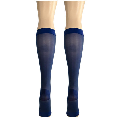 Truform - Medias de compresión transparentes para mujer, longitud hasta la rodilla, puntera abierta, 20 denier, azul, talla 3XL